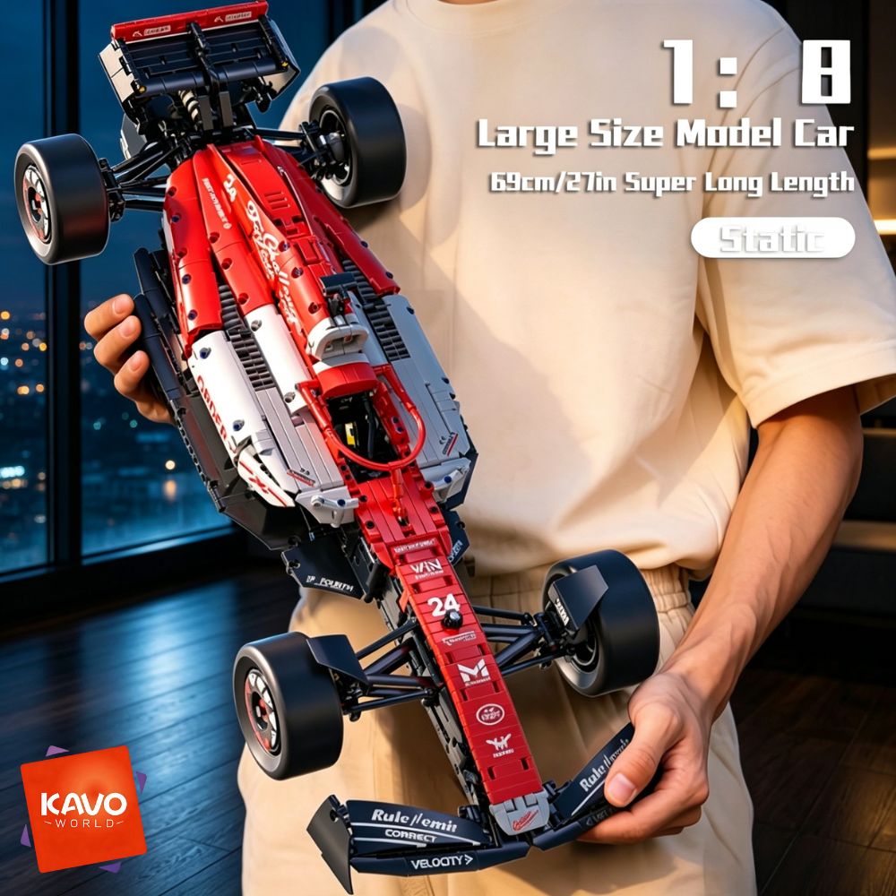 Home Improvement Boys - KAVOWORLD ชุดตัวต่อรถสปอร์ตสุดหรูสีแดงขาว รุ่น Formula Red And
