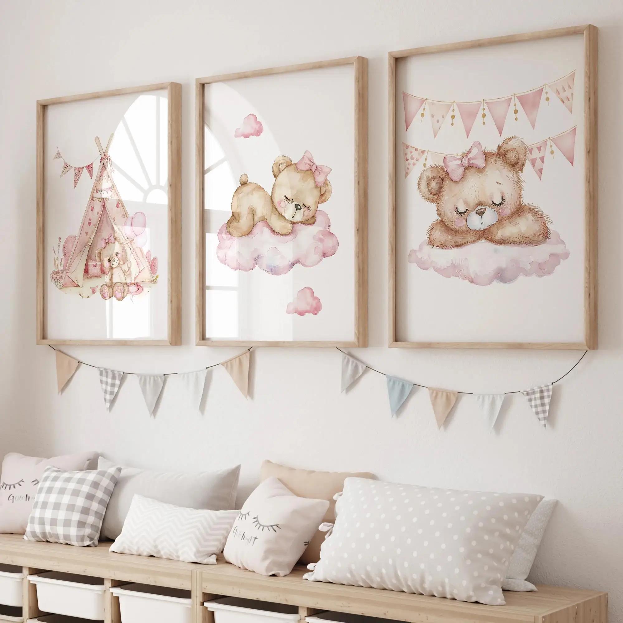 Home Improvement Kids - สีชมพู Dream Bear Carousel เต็นท์ Swing