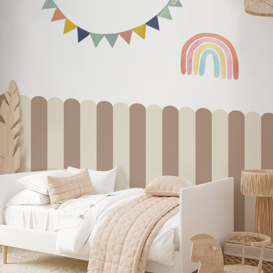 Home Improvement Kids - หลากสีแนวตั้งลาย Arc วอลล์เปเปอร์เนอสเซอรี่เด็ก Wall Art เด็กห้องนั่งเล่นตกแต่งบ้านกันน้ํา