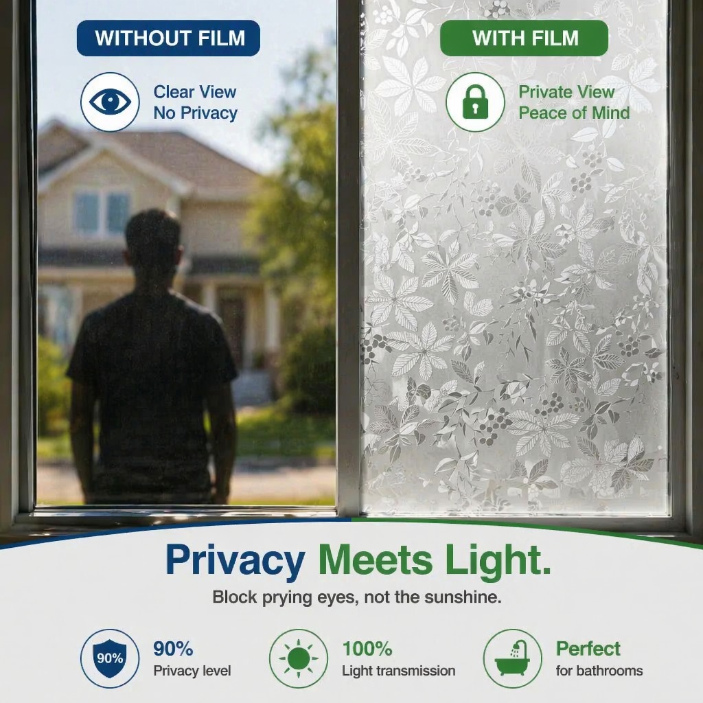 ฟิล์มติดหน้าต่างลายดอกไม้สีม่ว - Window Insulation Film บทวิจารณ์และราคา